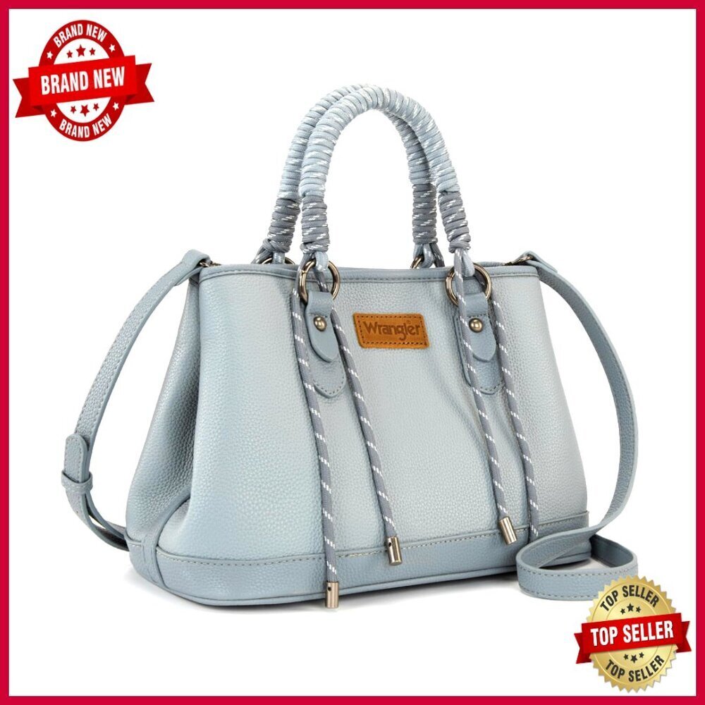 Medium Vegan Leather Tote with Braided Rope Handle and Adjustable Crossbody